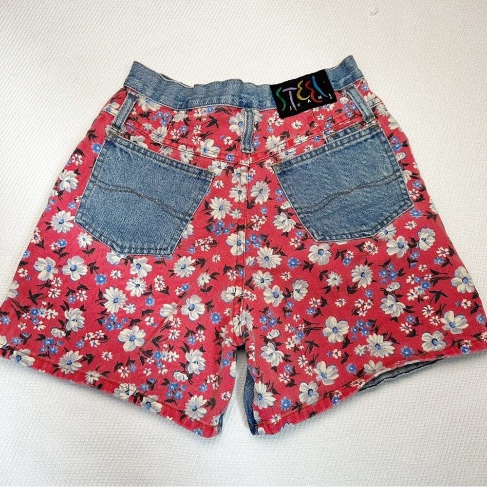 Vintage steel jeans size 7 denim floral cottage core 90s